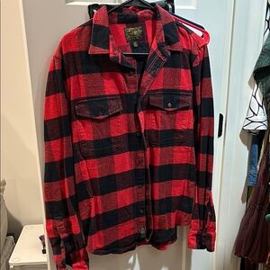 Red and Black Plaid Flannel Shirt